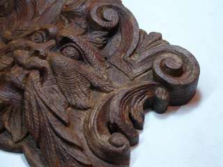   wooden oak ? carving carved devil satan monster lion head ?  