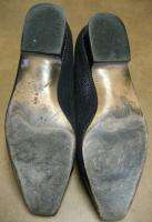 Salvatore Ferragamo Toe Cap Black Leather Heels 4.5 B  