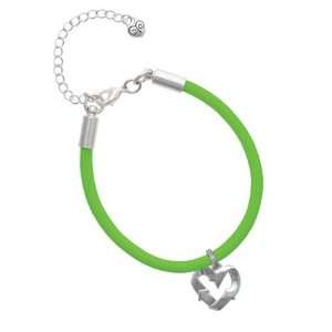  Silver Recycle Arrow Heart Charm on a Hot Green Malibu 