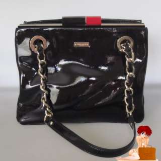 New Authentic Kate Spade Pastiche Darcy Handbag Purse Black Patent 