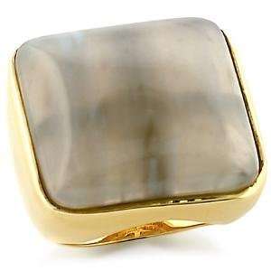  Brass Gold Plated Ring   LightGray Agate, 7 Jewelry