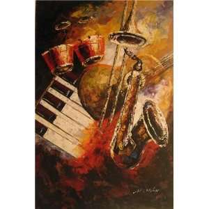  Art Reproduction Oil Painting Play Jazz Classic 20 X 24 