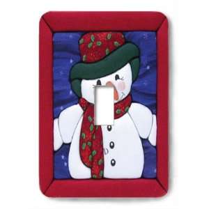 Joyful Snowman Stained Glass Look Decorative Steel Switchplate Cover
