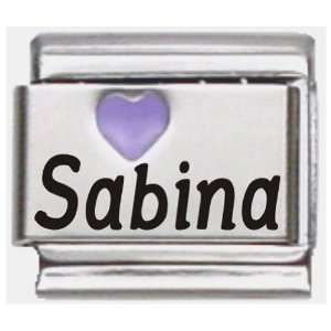  Sabina Purple Heart Laser Name Italian Charm Link Jewelry