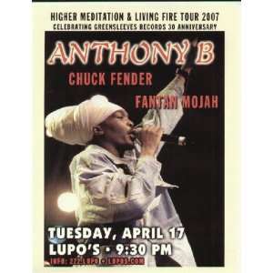  Anthony B Original Concert Poster Providence Lupos: Home 