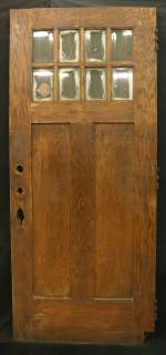 36x83 Antique Exterior Entry Oak Veneer Door 8 Beveled Glass Lites 