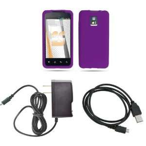  LG G2x (T Mobile) Premium Combo Pack   Purple Silicone Jelly 