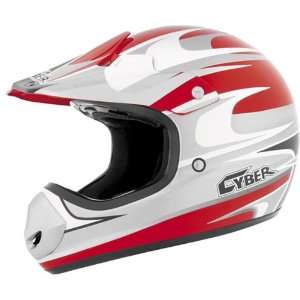  Cyber Rush UX 10 Off Road Motorcycle Helmet   Red/Silver 