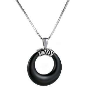  Designer Large Black Agate stainless steel pendant 