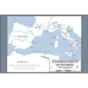  Hannibal Barcas Invasion of the Roman Empire Map   24x36 