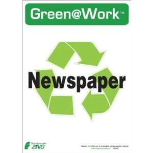  Sign, Header Green at Work, Newspaper with Recycle Symbol 