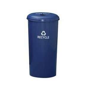  Tall round recycling wastebasket& top with 8slot opening, recycle blue