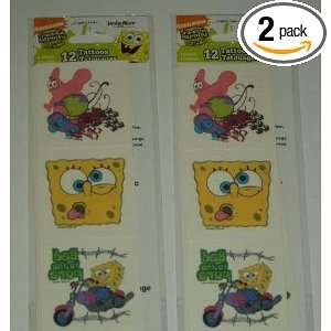 Spongebob Squarepants Nickelodeon Temporary Tattoos   2 Packages of 12 