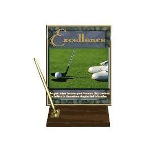  Excellence (Golf) Desktop Pen Set with 8 x 10 Gold Plate 