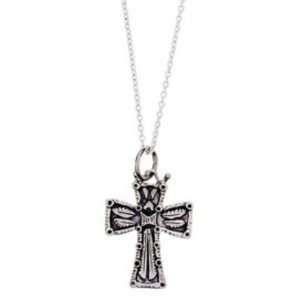 Handcrafted Baroni 925 Sterling Silver Detailed Cross Charm Necklace 