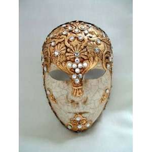  Si Lucia Masquerade Full Face Gold Macrame Carnival Mask 