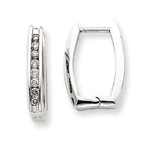  14k White Gold Diamond Square Hoop Earrings Jewelry