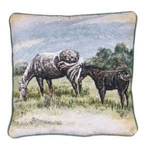  TAPESTRY PILLOW SIMPLY HOME WESTERN FLAVOR HORSES