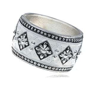   Enamel Handpainted European Gypsy Flower Design Bracelet Bangle Cuff