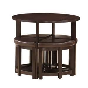  Rochester Brown Modern Bar Table Set with Nesting Stools 