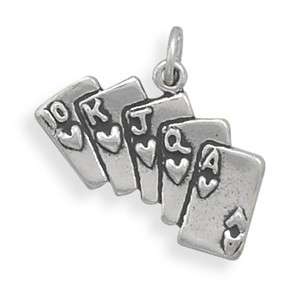 925 Sterling Silver Playing Cards Poker Hands Charms  