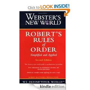 New World Roberts Rules of Order Simplified and Applied Robert 