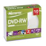 MEMOREX DVD rw media 2x 4.7gb slim case 10 pk 32025512  