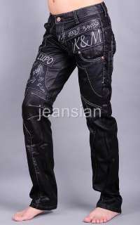 3mu Mens Designer Jeans Pants Denim Stylish Band Black W30 31 32 33 34 