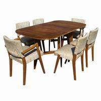 Set of (6) Scandinavian Dining Chairs and Danish Style Drop Leaf 