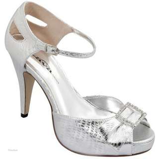 Lava Vibrant Silver or Pewter Rhinestone Peep Toe 3 1/4 Heels Pumps 