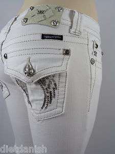 Miss Me Capri Cropped Jeans Womens New Rhinestones White Style 
