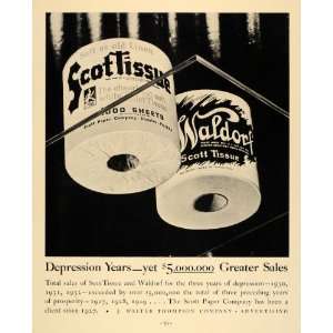 1933 Ad Scott Tissue Paper Waldorf J Walter Thompson   Original Print 