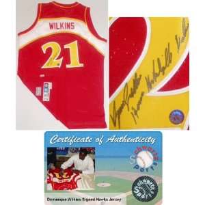  Dominique Wilkins Signed Hawks Adidas Jersey w/Ins: Sports 