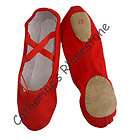   Red split sole Canvas Ballet Slippers shoes Size 10   3.5 Brand New