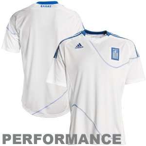  adidas Greece White Home Performance Soccer Jersey Sports 