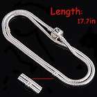 Long Silver Plated Clasp Snake Chain Necklace Fit Bead 