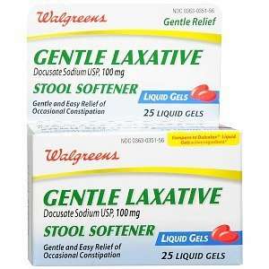   Gentle Laxative Stool Softener Liquid Gels, 25 