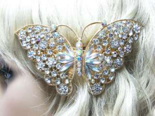 hair Barrette A Grade Crystals Butterfly Hairclip Wedding, Many colors 