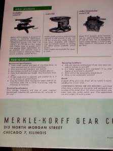 Up for sale is a vintage catalog put out by the Merkle Korff Gear Co 