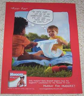 2005 Huggies baby shaped fit diapers CUTE boy PRINT AD  