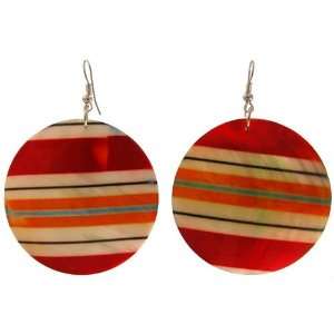   Shell Disc Earrings with Mismatched Modern Art Designs Jewelry