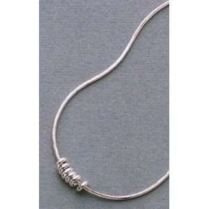   Silver 1mm Chain Necklace, 17 1/2 inch long, Six 5mm Rings Jewelry