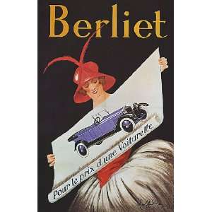  BERLIET CAR FRANCE FRENCH VINTAGE POSTER CANVAS REPRO 