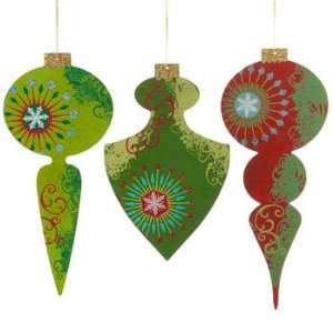  Set of 3 Large Metal Finial Ornaments with Scrolly Designs 