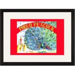  Black Framed/Matted Print 17x23, Proud Peacock
