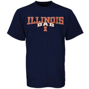   Illinois Fighting Illini Navy Blue Team Dad T shirt: Sports & Outdoors
