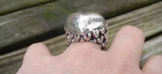 BIG SIGNED DIAN MALOUF STERLING SILVER HAMMERED HEART RING! SIZE 6.75 