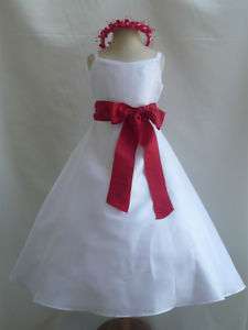 NEW WHITE RED Easter Wedding Pageant Flower Girl Dress  