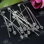 50X SILVER PLATED HEAD PIN JEWELRY MAKING FINDINGS 55MM