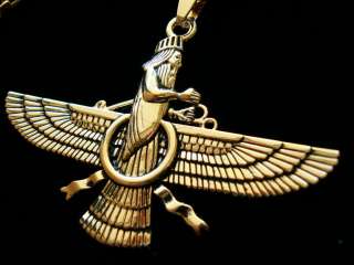 New Gold Farvahar Necklace Iran Persian Pahlavi (Large)  